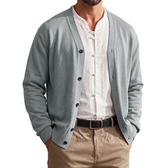 Men's Cardigan Sweater Lightweight Button Down Long Sleeve V Neck Casual Sweaters