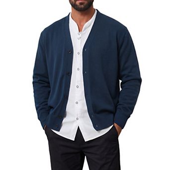 Men's Cardigan Sweater Lightweight Button Down Long Sleeve V Neck Casual Sweaters