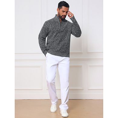 Men's Quarter Zip Sweater Long Sleeve Mock Neck Lightweight Casual Pullover Sweaters