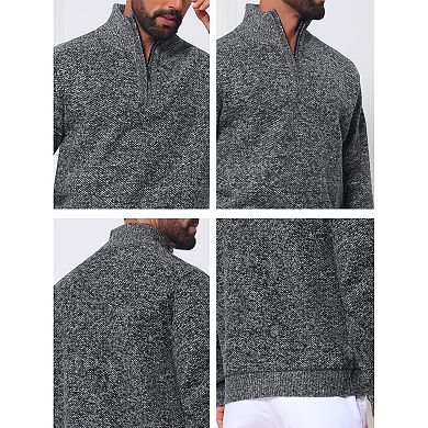 Men's Quarter Zip Sweater Long Sleeve Mock Neck Lightweight Casual Pullover Sweaters