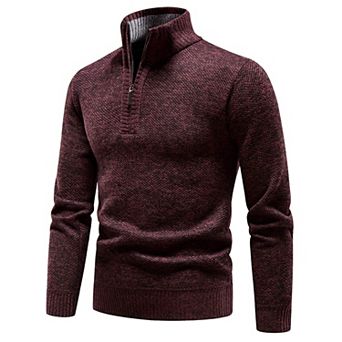 Men's Quarter Zip Sweater Long Sleeve Mock Neck Lightweight Casual Pullover Sweaters