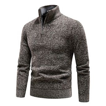 Men's Quarter Zip Sweater Long Sleeve Mock Neck Lightweight Casual Pullover Sweaters