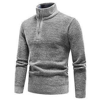 Men's Quarter Zip Sweater Long Sleeve Mock Neck Lightweight Casual Pullover Sweaters