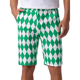 Men's Argyle Pattern Shorts for Men's Summer Flat Front Pants Plaid Printed Golf Shorts