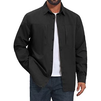 Men's Casual Long Sleeves Pockets Hiking Fishing Work Cargo Shirts