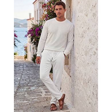 Men's Casual Lightweight Drawstring Waist Straight Leg Soft Corduroy Pants