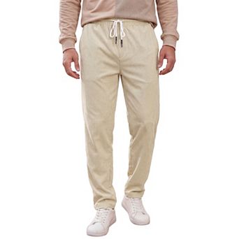 Men's Casual Lightweight Drawstring Waist Straight Leg Soft Corduroy Pants