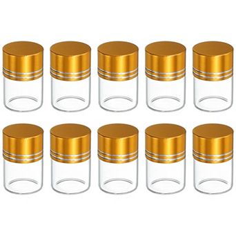 5mL Mini Glass Bottles with Lids Empty Jars Vials for DIY Craft Transparent Gold