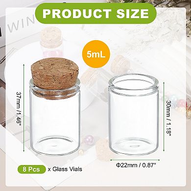 5mL Mini Glass Bottles with Cork Stoppers, for Crafts Party Transparent Yellow