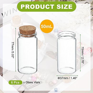 50mL Mini Glass Bottles with Cork Stoppers, for DIY Crafts and kitchen Transparent Yellow