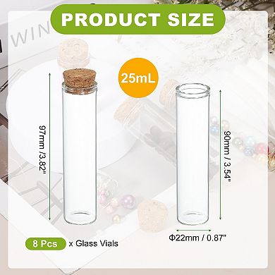 25mL Mini Glass Bottles with Cork Stoppers, for Crafts Party Transparent Yellow