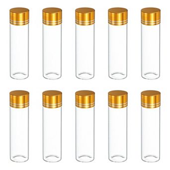 15mL Mini Glass Bottles with Lids Empty Jars Vials for DIY Craft Transparent Gold