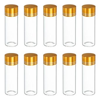 12mL Mini Glass Bottles with Lids Empty Jars Vials for DIY Craft Transparent Gold