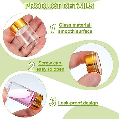 30mL Mini Glass Bottles with Lids Small Clear Bottles Glass Transparent