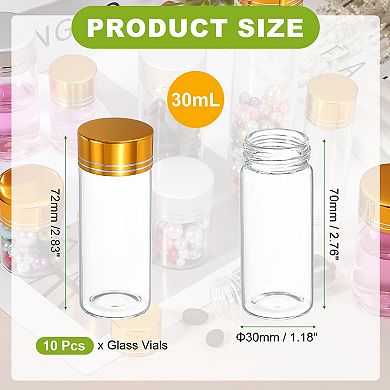 30mL Mini Glass Bottles with Lids Small Clear Bottles Glass Transparent