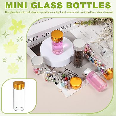 30mL Mini Glass Bottles with Lids Small Clear Bottles Glass Transparent