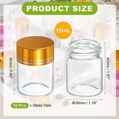 15mL Mini Glass Bottles with Lids Small Clear Bottles Glass Transparent Gold