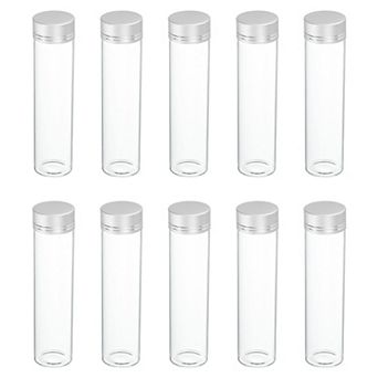 60mL Mini Glass Bottles with Lids Small Clear Bottles Glass Transparent Silver