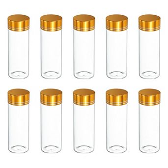 40mL Mini Glass Bottles with Lids Small Clear Bottles Glass Transparent Gold
