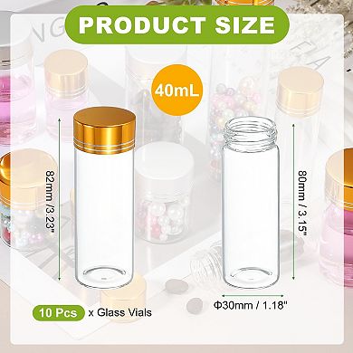 40mL Mini Glass Bottles with Lids Small Clear Bottles Glass Transparent Gold