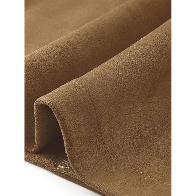 Faux Suede Jacket for Women's Button Down Point Collar Pockets Fall Winter Cropped Jacket