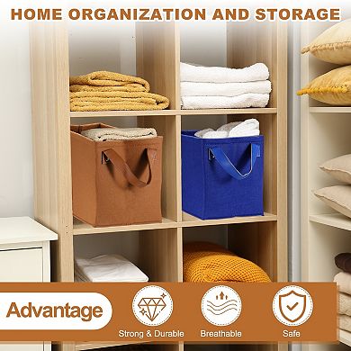 Felt Storage Basket Collapsible Storage Bins with PU Handle Foldable 1Pc