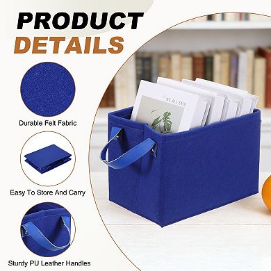 Felt Storage Basket Collapsible Storage Bins with PU Handle Foldable 1Pc