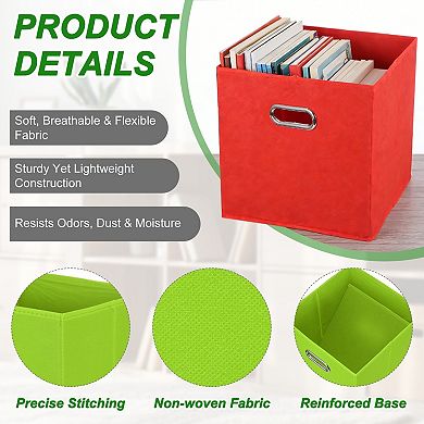 Storage Cubes, Fabric Storage Bins with Circular Handle, Foldable Cube Organizer 2Pcs
