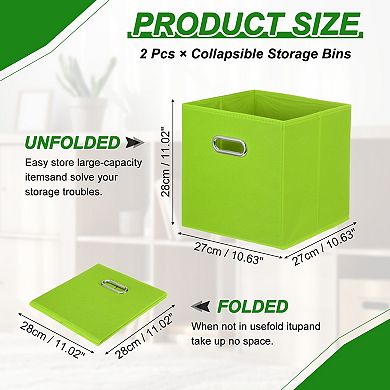 Storage Cubes, Fabric Storage Bins with Circular Handle, Foldable Cube Organizer 2Pcs