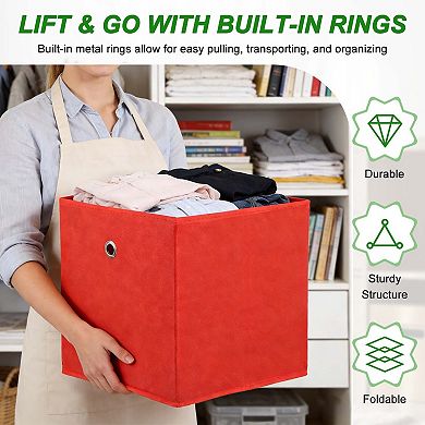 Storage Cubes Fabric Storage Bins with Circular Handle Foldable 3Pcs