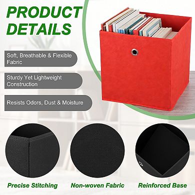 Storage Cubes Fabric Storage Bins with Circular Handle Foldable 3Pcs