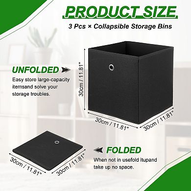 Storage Cubes Fabric Storage Bins with Circular Handle Foldable 3Pcs