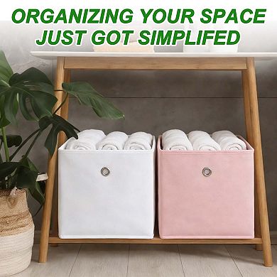 Storage Cubes Fabric Storage Bins with Circular Handle Foldable 3Pcs