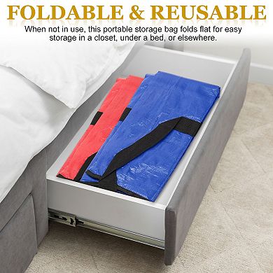 2Pcs Moving Bags, Foldable Heavy Duty Storage Totes Waterproof Packing Bags