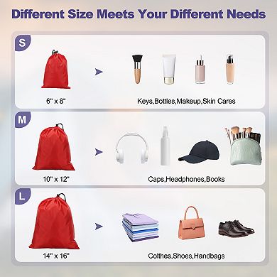 14 x 16", 5Pcs Polyester Drawstring Bag with Toggle