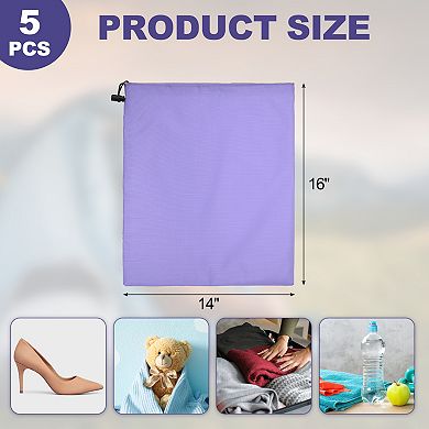 14 x 16", 5Pcs Polyester Drawstring Bag with Toggle