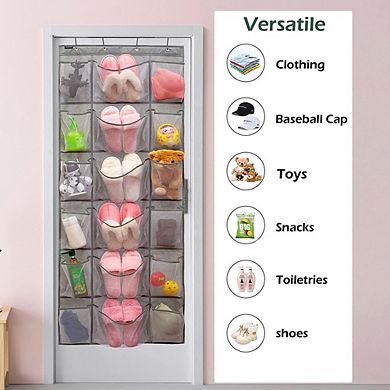 Over The Door Shoe Organizer with 18 Pockets and 6 Extra-Large Mesh Storage Rack