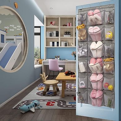 Over The Door Shoe Organizer with 18 Pockets and 6 Extra-Large Mesh Storage Rack
