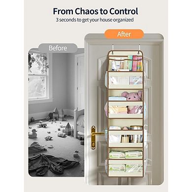 Over Door Swing-Proof Organizer with Clear PVC Window Pockets