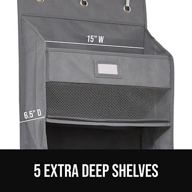Over Door 5-Shelf Hanging Organizer with Deep Pockets and Hooks