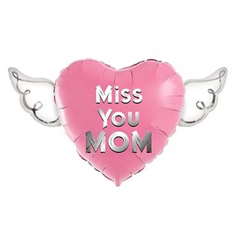 Pink Heart Shaped Angel Wings Memorial Balloon
