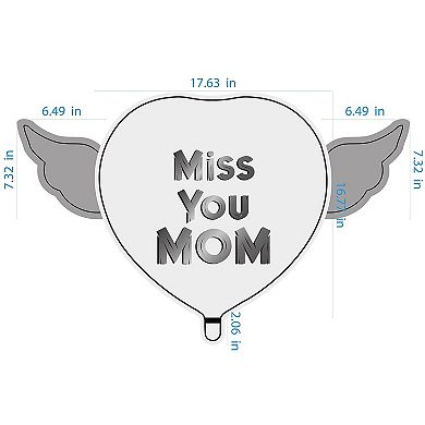 Pink Heart Shaped Angel Wings Memorial Balloon
