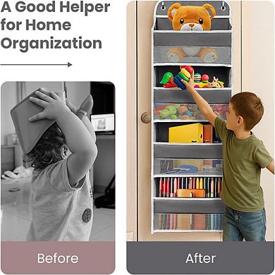 Over-the-Door Organizer, 4 Shelves & Side Pockets, 44 lb Capacity