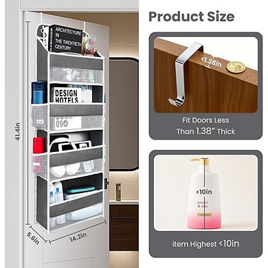 Over-the-Door Organizer, 4 Shelves & Side Pockets, 44 lb Capacity