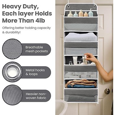 Over-the-Door Organizer, 4 Shelves & Side Pockets, 44 lb Capacity