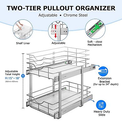 2-Tier Pull-Out Cabinet Shelf
