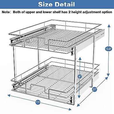 2 Tier Sliding Cabinet Shelf