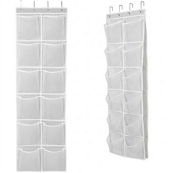 Over The Door Shoe Organizer with 12 Breathable Mesh Pockets Hanging Rack