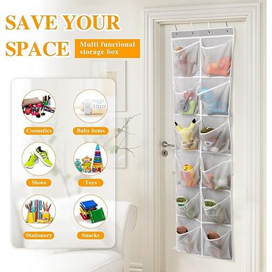 Over The Door Shoe Organizer with 12 Breathable Mesh Pockets Hanging Rack