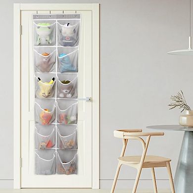 Over The Door Shoe Organizer with 12 Breathable Mesh Pockets Hanging Rack